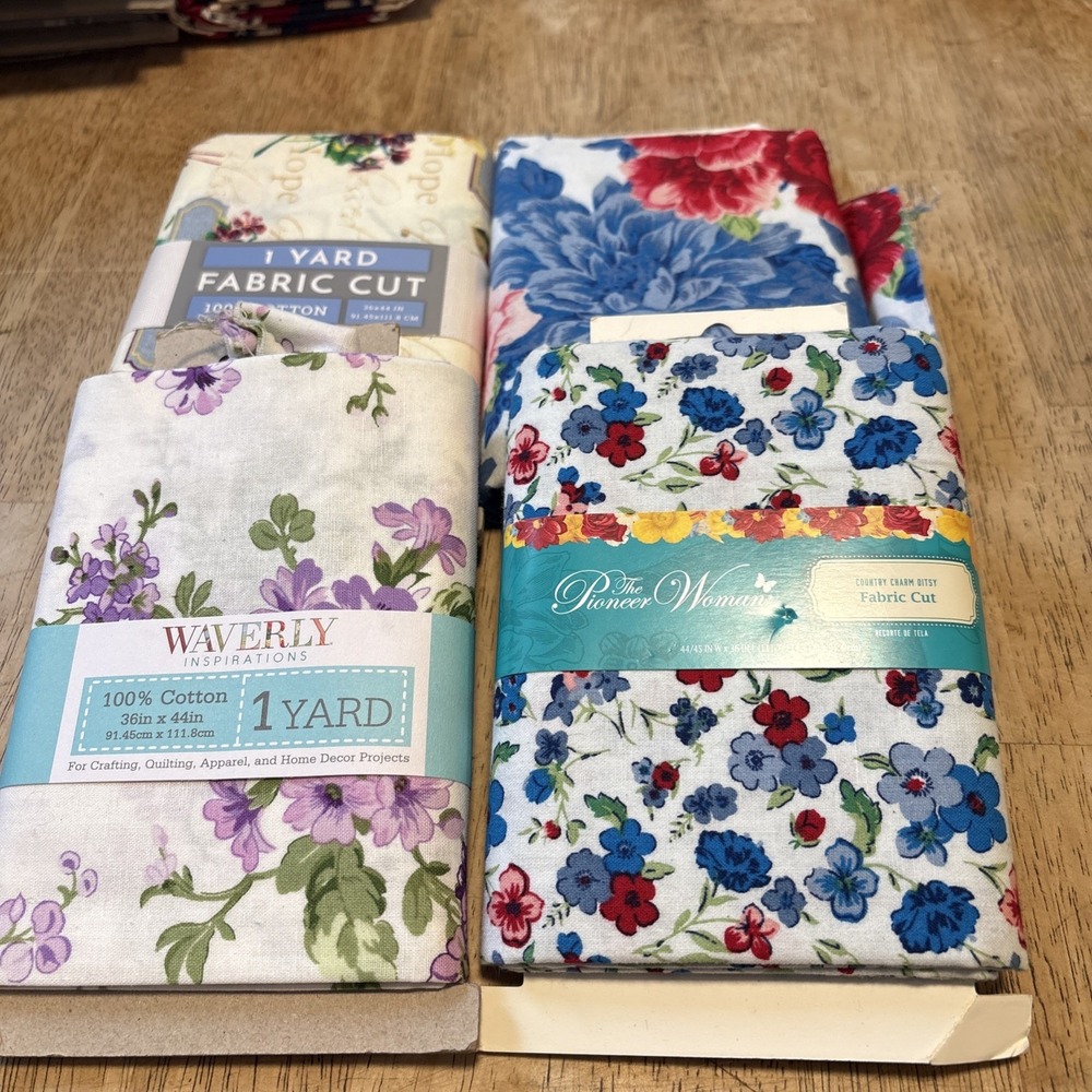 Pioneer Woman Waverly Fabric 1 Yard Cuts 100% Cotton Floral Quilting Lot 4pc